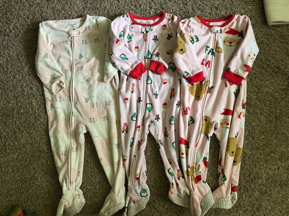 Carter's Holiday Sleep and Play Size 18M Lot of 3